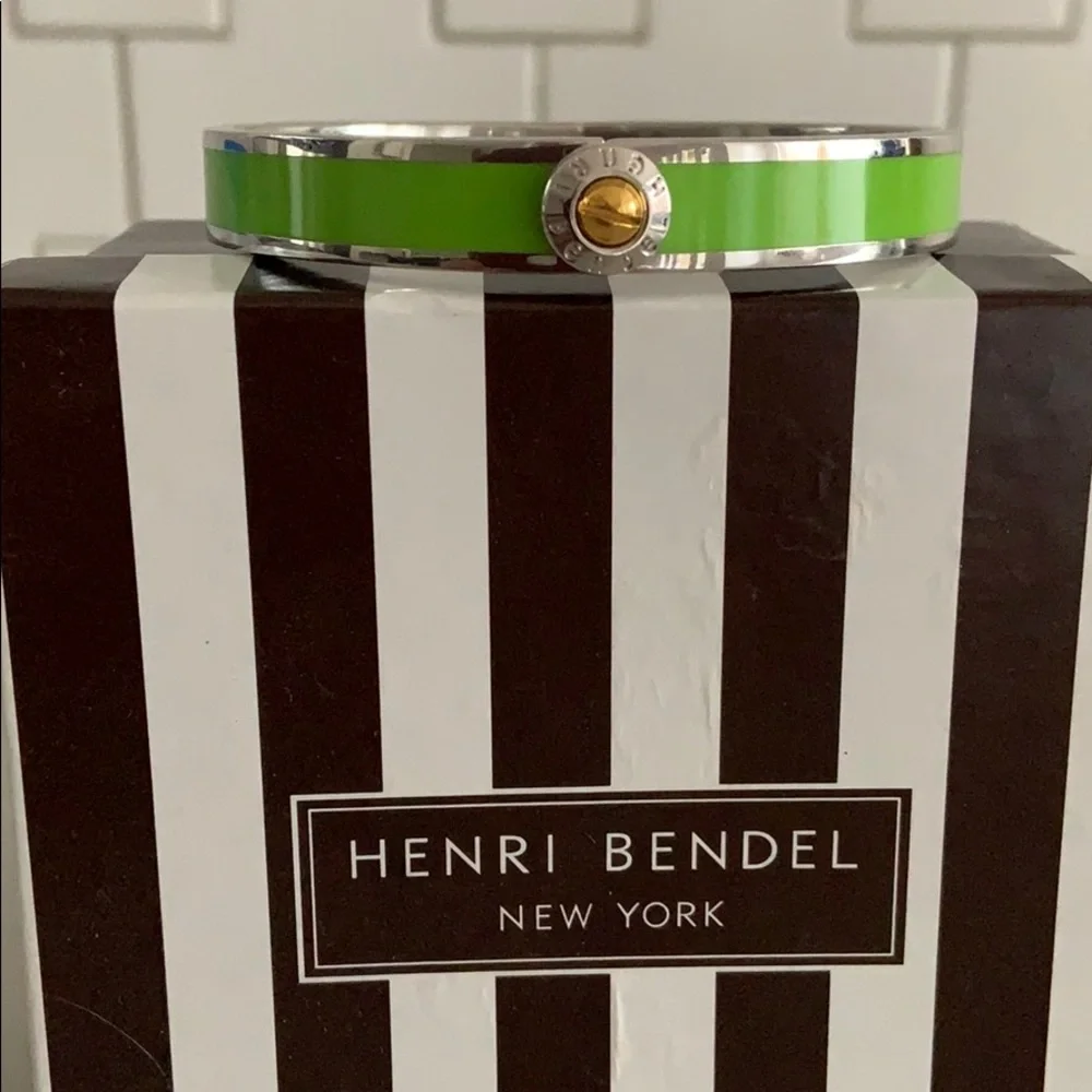 Henri Bendel Green and Silver Enamel Bracelet - Picture 1 of 3
